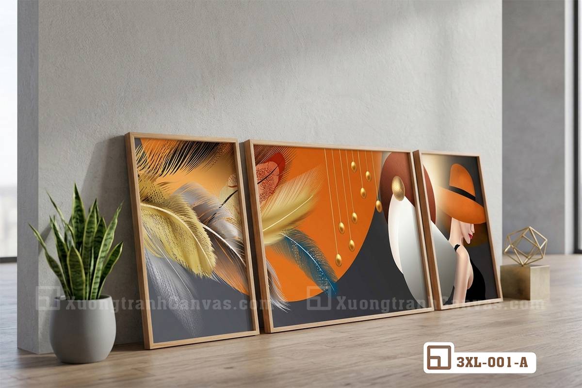tranh-truu-tuong-long-vu-dat-san-go-tu-nhien Bộ tranh trừu tượng lông vũ đặt trên sàn gỗ tự nhiên