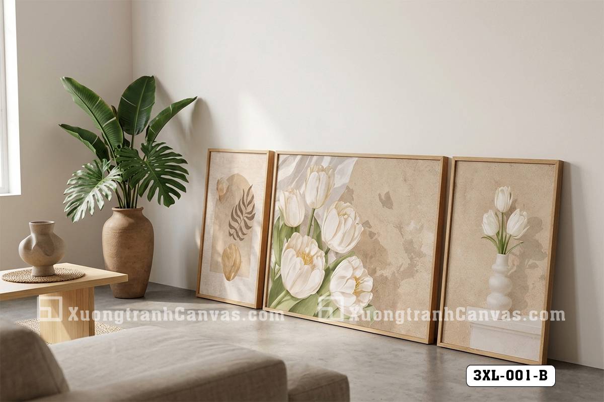 Nghệ Thuật Tranh Canvas Hiện Đại: Đẳng Cấp Sống Quiet Luxury Tranh Canvas Trừu Tượng Hoa Tulip Hiện Đại