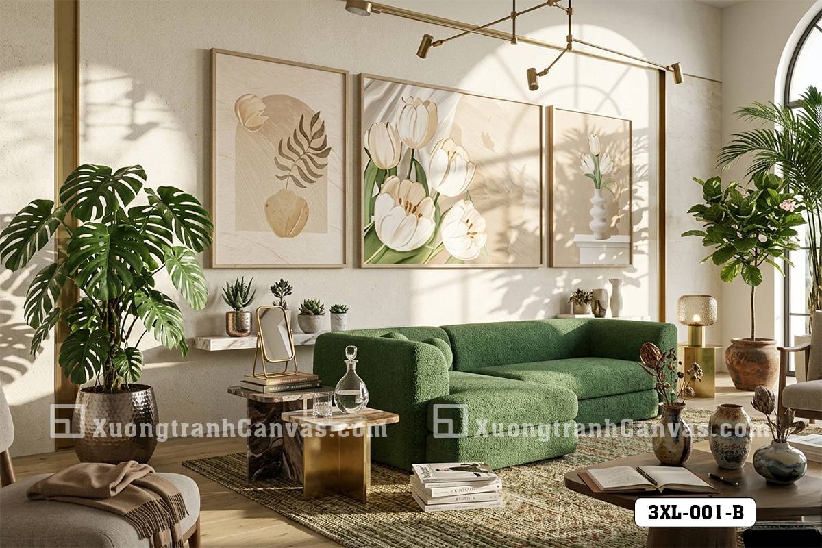 Nghệ Thuật Tranh Canvas Hiện Đại: Đẳng Cấp Sống Quiet Luxury Tranh Canvas Trừu Tượng Hoa Tulip Hiện Đại