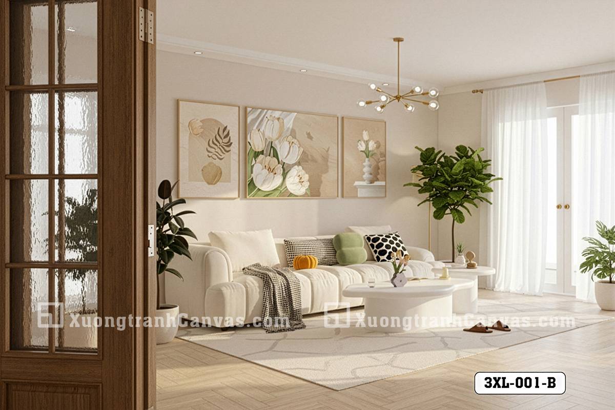 Nghệ Thuật Tranh Canvas Hiện Đại: Đẳng Cấp Sống Quiet Luxury Tranh Canvas Trừu Tượng Hoa Tulip Hiện Đại