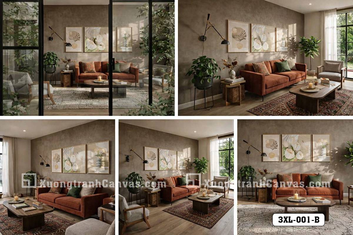 Nghệ Thuật Tranh Canvas Hiện Đại: Đẳng Cấp Sống Quiet Luxury Tranh Canvas Trừu Tượng Hoa Tulip Hiện Đại