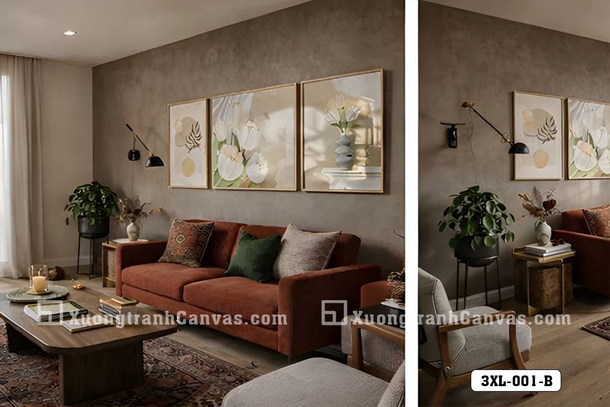 Nghệ Thuật Tranh Canvas Hiện Đại: Đẳng Cấp Sống Quiet Luxury Tranh Canvas Trừu Tượng Hoa Tulip Hiện Đại