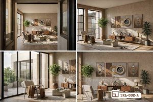 Tranh hiện đại hình học phối tone màu trầm sang trọng cho phòng khách biệt thự 3XL 002 A m5 tuyen tap tranh hien dai hinh hoc da goc nhin cho khong gian song dang cap
