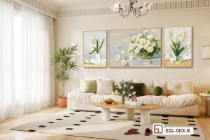 Tranh bình hoa tươi tắn thắp sáng không gian sống thuần khiết 3XL 003 B m3 tranh binh hoa tuoi tan nghe thuat cho can ho rong xuongtranhcanvas