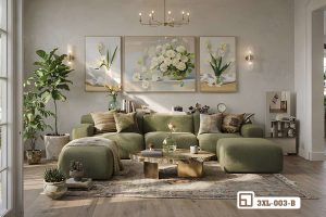 Tranh bình hoa tươi tắn thắp sáng không gian sống thuần khiết 3XL 003 B m6 tranh binh hoa tuoi tan phong cach noi that xanh xuongtranhcanvas