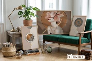 Tranh chân dung cô gái hiện đại đánh thức vẻ đẹp kiêu sa và lộng lẫy của không gian 3XL 005 A m4 tranh chan dung co gai ket hop ke trang tri khong gian mo thoi thuong xuongtranhcanvas