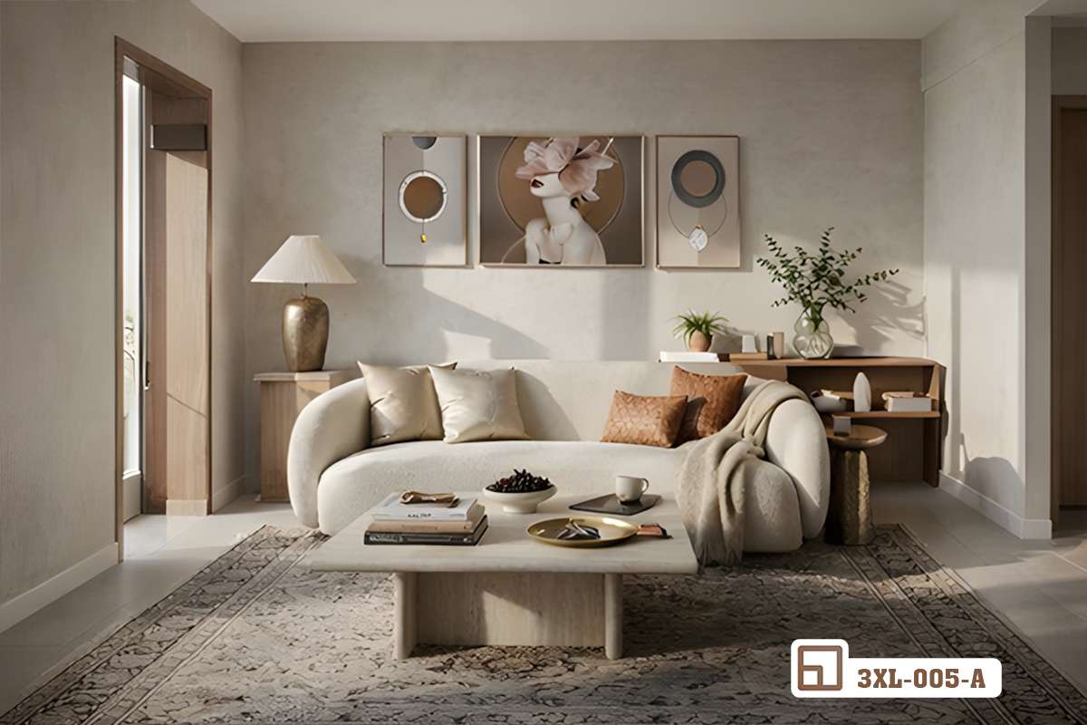 tranh chân dung cô gái trừu tượng treo phòng khách hiện đại Bức tranh chân dung tạo điểm nhấn ấn tượng trong phòng khách