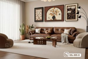 Tranh mộc mạc bình quả hồng: Giải pháp decor rustic sang trọng cho không gian hiện đại 3XL 005 B m3 tranh moc mac binh qua hong treo tuong sofa da nau dang cap cho khong gian song thuong luu
