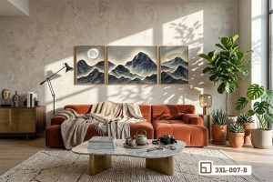 Tranh Phong Cảnh Sơn Thủy Hữu Tình Kiến Tạo Sự Tĩnh Tại Và An Nhiên Tuyệt Đối 3XL 007 B m8 tranh phong canh son thuy nghe thuat hien dai khong gian mo xuongtranhcanvas