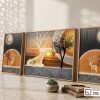 Tranh hươu vàng nghệ thuật khơi gợi nguồn vượng khí và phú quý trọn vẹn 3XL 008 A m1 tranh huou vang nghe thuat canvas kho lon tua san go phong khach xuongtranhcanvas