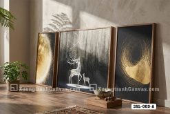 3XL 009 A Tranh Canvas Quý Cô Trừu Tượng Tông Đen Vàng Kim Sang Trọng Hiện Đại m2