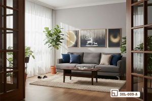 3XL 009 A m1 tranh huou vang nghe thuat treo tuong phong khach hien dai sang trong xuongtranhcanvas
