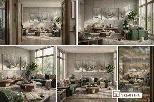 Tranh hươu vàng tài lộc thịnh vượng: Biểu tượng của sự phú quý và bình an vĩnh cửu 3XL 011 A m5 tranh huou vang tai loc bo collage da goc nhin dang cap xuongtranhcanvas