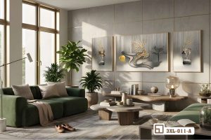 Tranh hươu vàng tài lộc thịnh vượng: Biểu tượng của sự phú quý và bình an vĩnh cửu 3XL 011 A m7 tranh huou vang tai loc phoi canh noi that xanh tram am xuongtranhcanvas