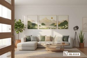 Tranh thiên nhiên đồng quê yên bình: Khúc ca dịu ngọt sưởi ấm tâm hồn mọi gia chủ 3XL 012 B m6 tranh thien nhien dong que goc nhin toan canh biet thu rong mo xuongtranhcanvas