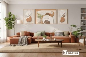 Tranh gia đình voi nghệ thuật - Biểu tượng của sự gắn kết yêu thương và bình yên sâu thẳm 3XL 013 B m3 mau tranh gia dinh voi nghe thuat toi gian cho phong khach mo xuongtranhcanvas