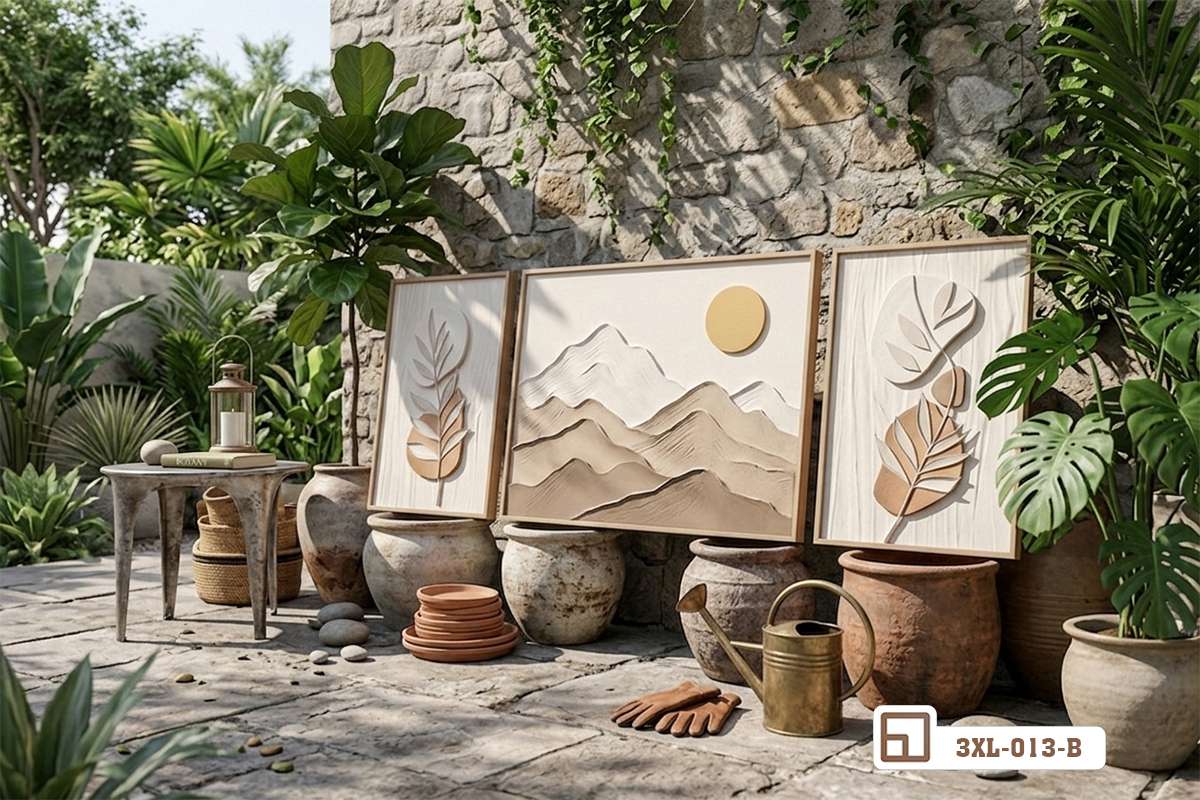 Tranh gia đình voi nghệ thuật - Biểu tượng của sự gắn kết yêu thương và bình yên sâu thẳm 3XL 013 B m4 tranh gia dinh voi nghe thuat kho lon san vuon thu gian