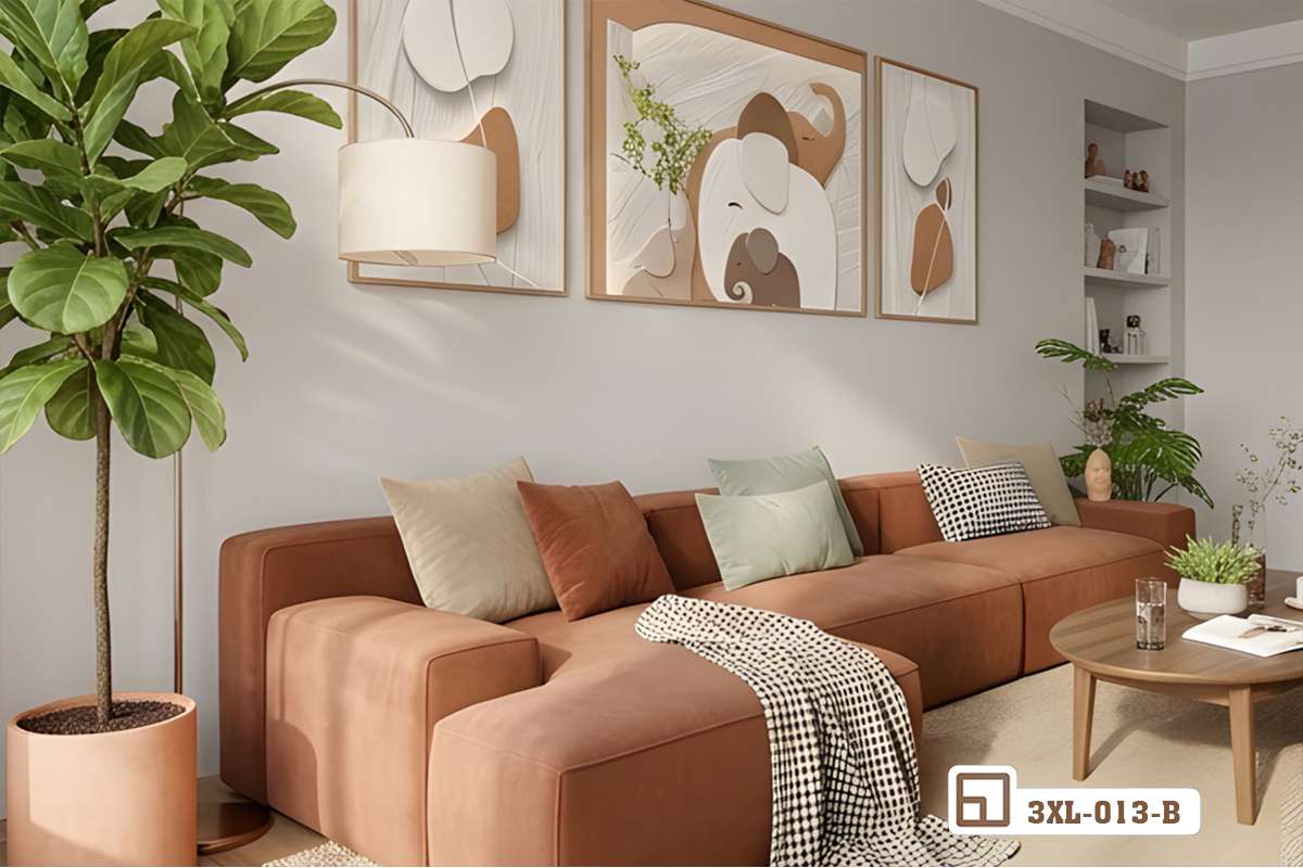 Tranh gia đình voi nghệ thuật - Biểu tượng của sự gắn kết yêu thương và bình yên sâu thẳm 3XL 013 B m7 tranh gia dinh voi nghe thuat treo tuong sofa phong khach lon