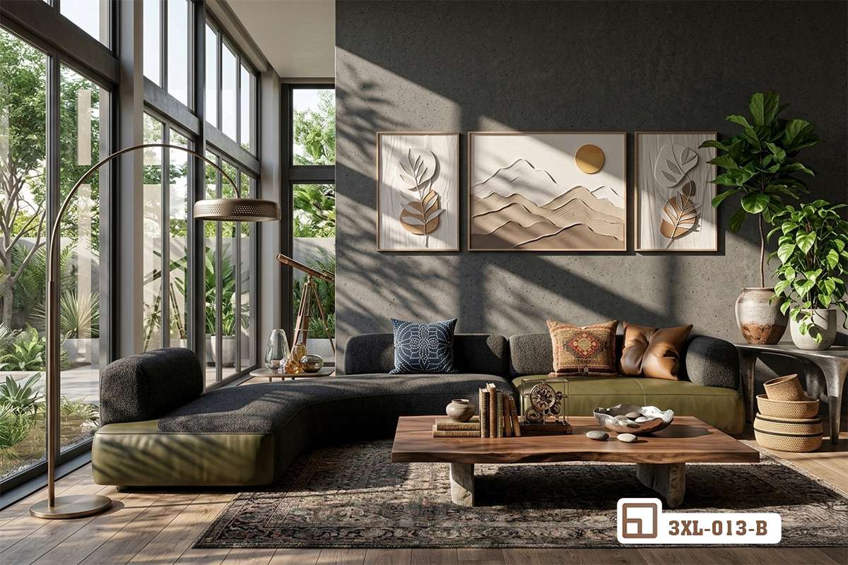 Tranh gia đình voi nghệ thuật - Biểu tượng của sự gắn kết yêu thương và bình yên sâu thẳm 3XL 013 B m8 tranh gia dinh voi nghe thuat phong cach dia trung hai