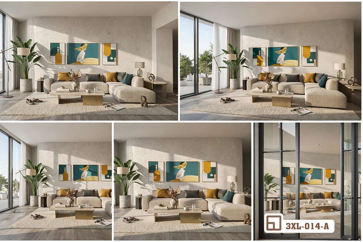 Tranh bình hoa cách điệu - Tôn vinh khí chất thanh cao và tài lộc viên mãn cho gia chủ 3XL 014 A m5 bo tranh huou vang phong thuy collage da goc nhin can ho