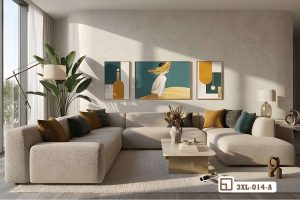 Tranh bình hoa cách điệu - Tôn vinh khí chất thanh cao và tài lộc viên mãn cho gia chủ 3XL 014 A m7 tranh huou vang phong thuy phong ngu anh den vang am ap xuongtranhcanvas