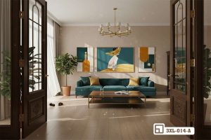 Tranh bình hoa cách điệu - Tôn vinh khí chất thanh cao và tài lộc viên mãn cho gia chủ 3XL 014 A m8 tranh huou vang phong thuy kho lon toi gian phong khach xuongtranhcanvas