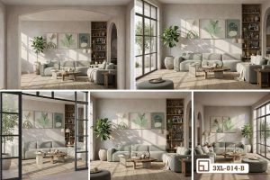 Tranh lá cây nhiệt đới - Mang hơi thở thiên nhiên xanh mát vào không gian sống đẳng cấp 3XL 014 B m5 tranh la cay nhiet doi bo da goc nhin kien truc mo dang cap xuongtranhcanvas