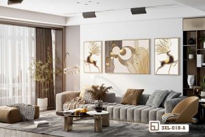 Tranh hươu vàng nghệ thuật - Kiệt tác đẳng cấp nâng tầm không gian sống 3XL 018 A m3 mau tranh huou vang nghe thuat toi gian cho khong gian mo xuongtranhcanvas
