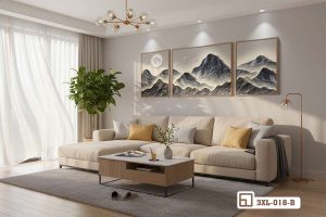 Tranh phong cảnh núi non - Hơi thở thiên nhiên hùng vĩ đầy tĩnh lặng 3XL 018 B m3 tranh phong canh nui non phong ngu master vuong gia tinh te xuongtranhcanvas