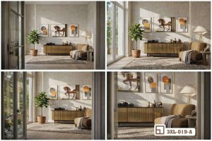 Tranh ngựa phong thủy - Biểu tượng tài lộc và vượng khí thịnh vượng 3XL 019 A m5 bo tranh ngua phong thuy ghep da goc nhin phong cach chau au xuongtranhcanvas