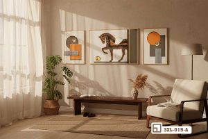 Tranh ngựa phong thủy - Biểu tượng tài lộc và vượng khí thịnh vượng 3XL 019 A m8 tranh ngua phong thuy nghe thuat toi gian khong gian mo tinh te xuongtranhcanvas