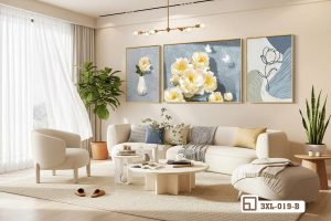Tranh hoa mẫu đơn - Vẻ đẹp kiêu sa và thanh lịch cho ngôi nhà 3XL 019 B m3 tranh hoa mau don khung go tinh te goc nhin mo rong thoang dang xuongtranhcanvas
