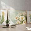 Tranh hoa tulip vàng - Nốt trầm thanh nhã cho không gian phòng khách hiện đại 3XL 021 B m1 bo tranh hoa tulip vang tua san go moc mac tinh te xuongtranhcanvas