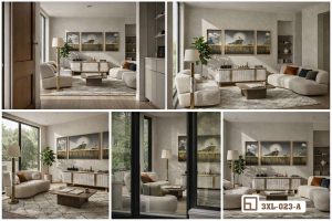 Tranh hươu vàng nghệ thuật - Biểu tượng của sự thịnh vượng và vương giả 3XL 023 A m5 bo tranh huou vang nghe thuat tong hop da goc nhin phong cach xuongtranhcanvas