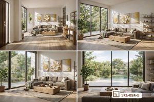 Tranh hoa mộc lan vàng - Nét đẹp kiêu sa thổi bừng sức sống không gian 3XL 024 B m5 bo tranh hoa moc lan vang collage da goc nhin biet thu xuongtranhcanvas