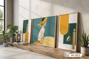 Tranh thiếu nữ nghệ thuật - Dấu ấn kiêu kỳ và quyến rũ cho phòng khách 3XL 025 A m4 tranh thieu nu nghe thuat phoi canh ban cong xanh mat doc dao xuongtranhcanvas