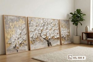 3XL 025 B m1 tranh hoa no anh kim dat san phong khach hien dai sang trong xuongtranhcanvas