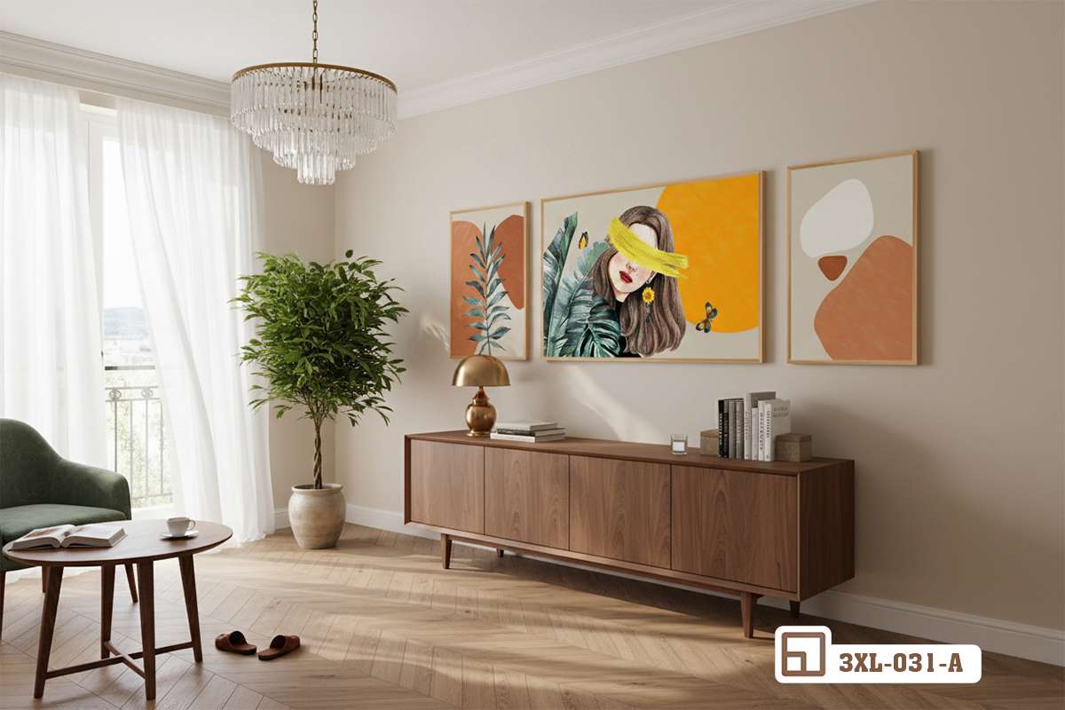 tranh canvas treo tường cô gái phản chiếu ánh sáng tự nhiên Bức tranh canvas treo tường cô gái đón trọn nguồn ánh sáng tự nhiên dịu nhẹ từ khung cửa kính lớn
