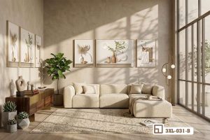 Tranh Bình Hoa Gốm Sứ - Khơi Nguồn Bình Yên Căn Hộ 3XL 031 B m2 bo tranh binh hoa gom su treo tuong phong khach hien dai xuongtranhcanvas