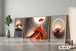 3XL 033 A Tranh Canvas Cô Gái Quý Tộc Đỏ Nhung Nghệ Thuật Ánh Sáng Hiện Đại m2