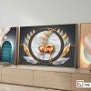 Tranh hươu vàng nghệ thuật - Kiệt tác đẳng cấp nâng tầm không gian sống 3XL 034 A m1 tranh huou vang nghe thuat hien dai khung go dat san phong khach xuongtranhcanvas