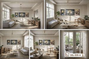 Tranh hươu phong thủy - Biểu tượng thịnh vượng và đẳng cấp vương giả 3XL 035 A m5 tranh huou phong thuy phoi canh da dang thoi thuong xuongtranhcanvas