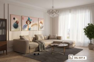 Tranh thiếu nữ nghệ thuật - Vẻ đẹp kiêu sa và cảm xúc đong đầy 3XL 037 A m8 bo tranh thieu nu nghe thuat rem voan trang lang man nen tho xuongtranhcanvas