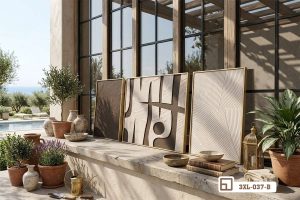 Tranh trừu tượng đơn sắc - Dấu ấn đương đại đầy chiều sâu cảm xúc 3XL 037 B m4 tranh truu tuong don sac ngoai that ban cong xanh mat phong cach resort xuongtranhcanvas