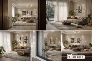 Tranh trừu tượng đơn sắc - Dấu ấn đương đại đầy chiều sâu cảm xúc 3XL 037 B m5 tranh truu tuong don sac ghep bo da goc nhin khong gian mo sang trong xuongtranhcanvas