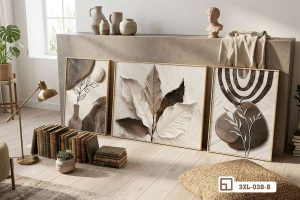 Tranh lá cây tối giản - Vẻ đẹp mộc mạc tôn vinh không gian sang trọng 3XL 038 B m4 tranh la cay toi gian ket hop lo suoi gia co dien tinh te am ap xuongtranhcanvas