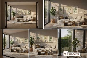 Tranh hoa trắng nghệ thuật - Nốt trầm thanh nhã cho không gian tinh khôi 3XL 042 B m5 bo cuc tranh hoa trang nghe thuat collage da goc chup xuongtranhcanvas