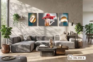 Tranh thiếu nữ váy đỏ - Biểu tượng quyến rũ đầy kiêu hãnh và lãng mạn 3XL 043 A m8 xu huong thiet ke moi tranh thieu nu vay do cho can ho penthouse thoi thuong xuongtranhcanvas