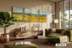 3XL 043 B Tranh Canvas Cánh Đồng Vàng Tranh Phong Cảnh Ấn Tượng Sang Trọng m2