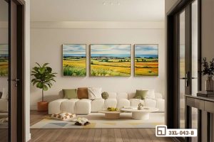 Tranh phong cảnh đồng quê - Khúc ca thanh bình đánh thức mọi cảm xúc trong ngôi nhà 3XL 043 B m6 tranh phong canh dong que khong gian mo thoang dang xuongtranhcanvas
